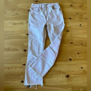 Zara Tie Dye Pink High Rise Raw Hem Straight Leg Jeans Size 4